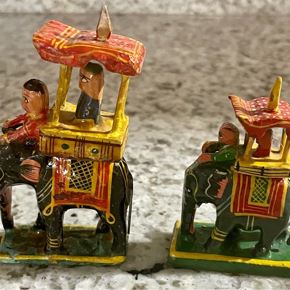 Vintage Wooden Elephant & Rider Figurines - Picture 3 of 16